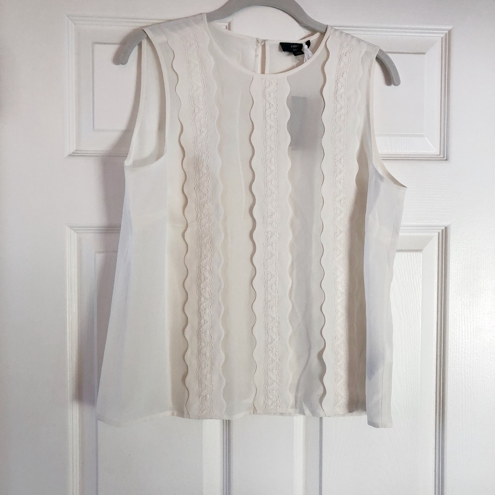 NWT J. Crew Scalloped Lace Silk Shell